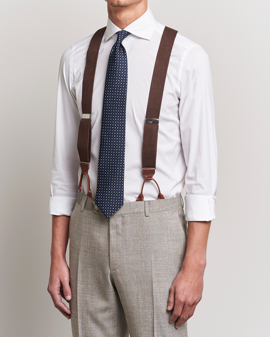 Herren | Albert Thurston Linen Braces 38mm Brown | Albert Thurston | Linen Braces 38mm Brown