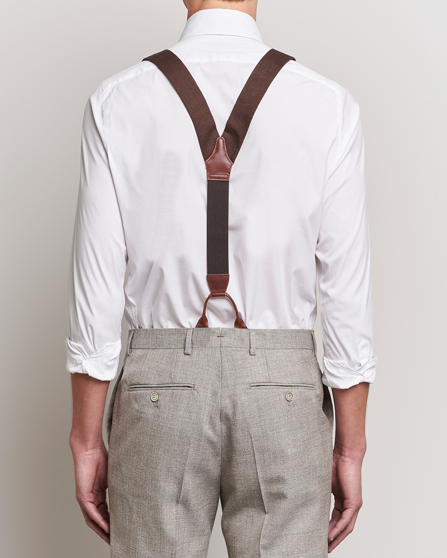 Herren | Albert Thurston Linen Braces 38mm Brown | Albert Thurston | Linen Braces 38mm Brown