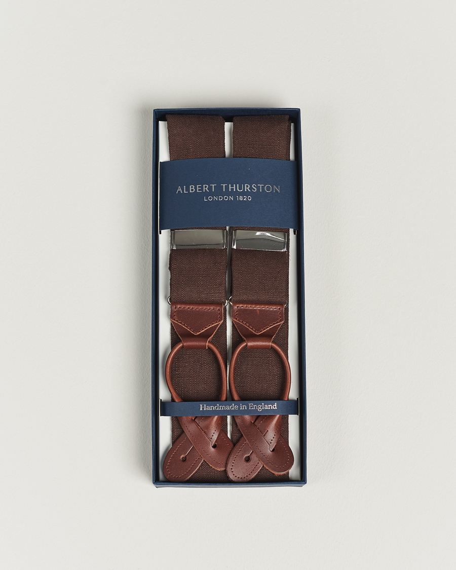 Herren | Albert Thurston Linen Braces 38mm Brown | Albert Thurston | Linen Braces 38mm Brown