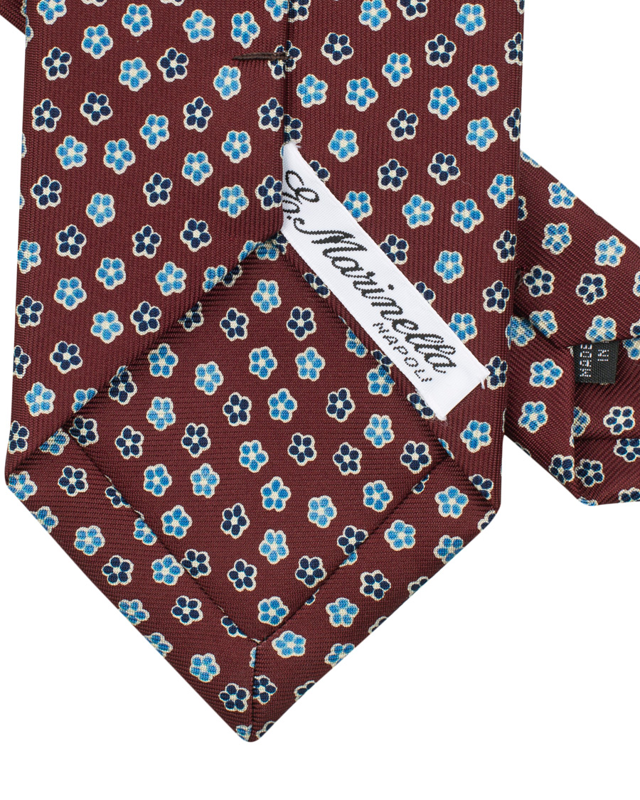 Herren | E. Marinella 3-Fold Micro Flower 8 cm Silk Tie Burgundy | E. Marinella | 3-Fold Micro Flower 8 cm Silk Tie Burgundy