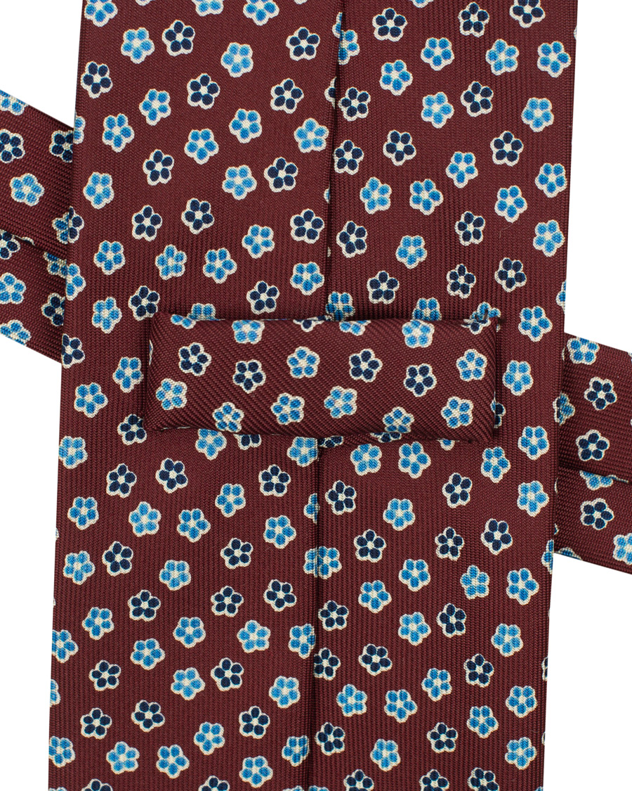 Herren | E. Marinella 3-Fold Micro Flower 8 cm Silk Tie Burgundy | E. Marinella | 3-Fold Micro Flower 8 cm Silk Tie Burgundy