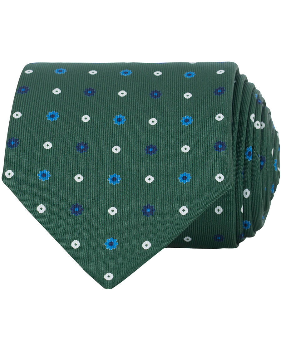 Herren | E. Marinella 3-Fold Micro Fantasy 8 cm Silk Tie Green | E. Marinella | 3-Fold Micro Fantasy 8 cm Silk Tie Green
