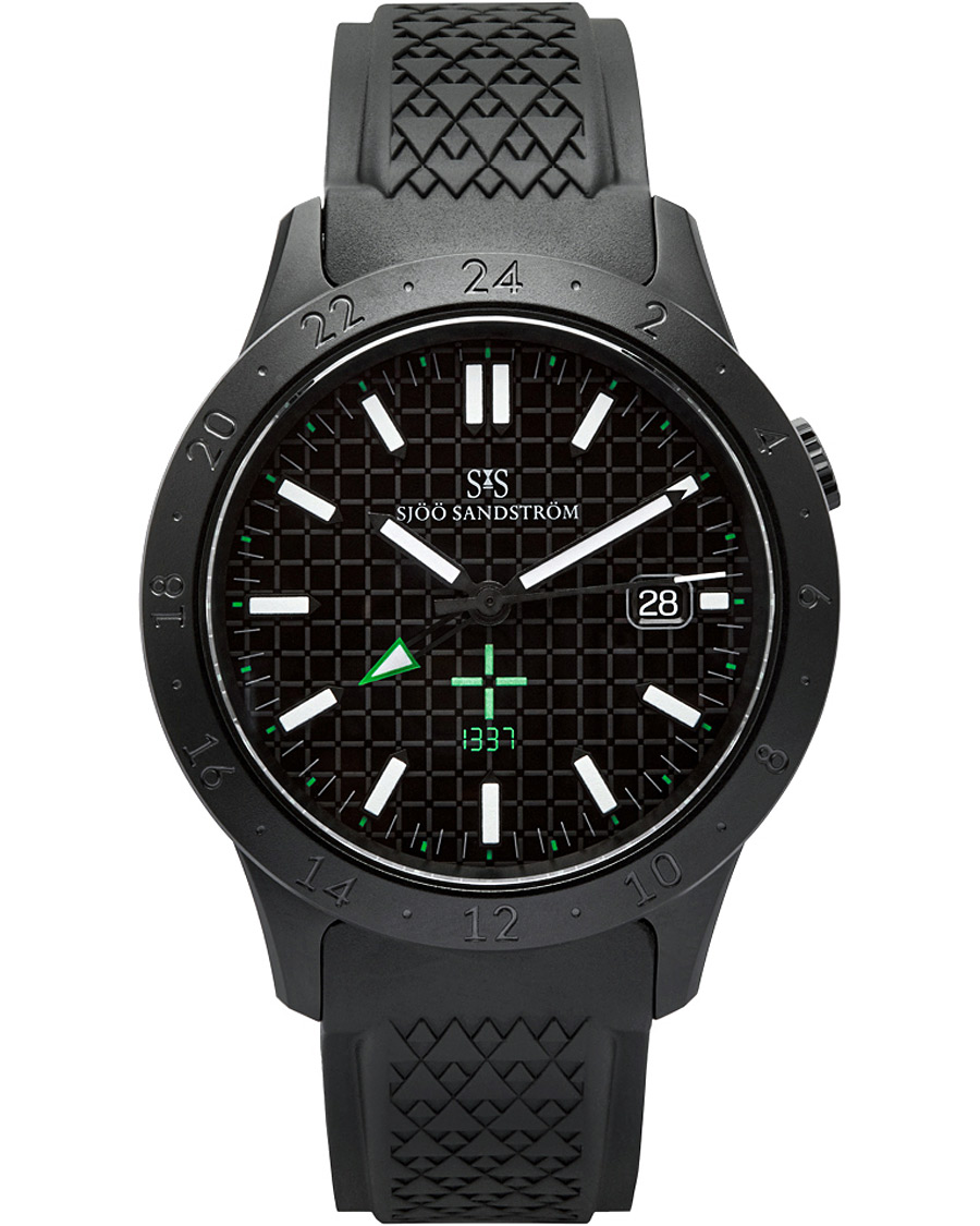 Herren | Sjöö Sandström Royal Steel Worldtimer LEET Black with Rubber 41mm | Sjöö Sandström | Royal Steel Worldtimer LEET Black with Rubber 41mm
