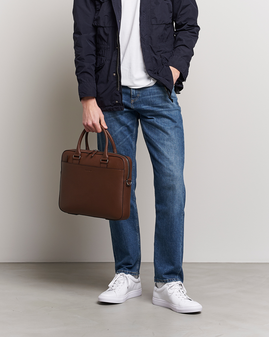 Herren | Kategorie | Tiger of Sweden | Bosun Grained Leather Briefcase Brown