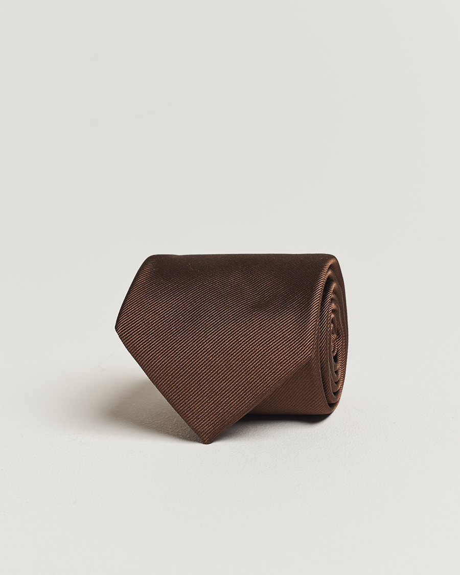Herren | Krawatten | Amanda Christensen | Plain Classic Tie 8 cm Brown