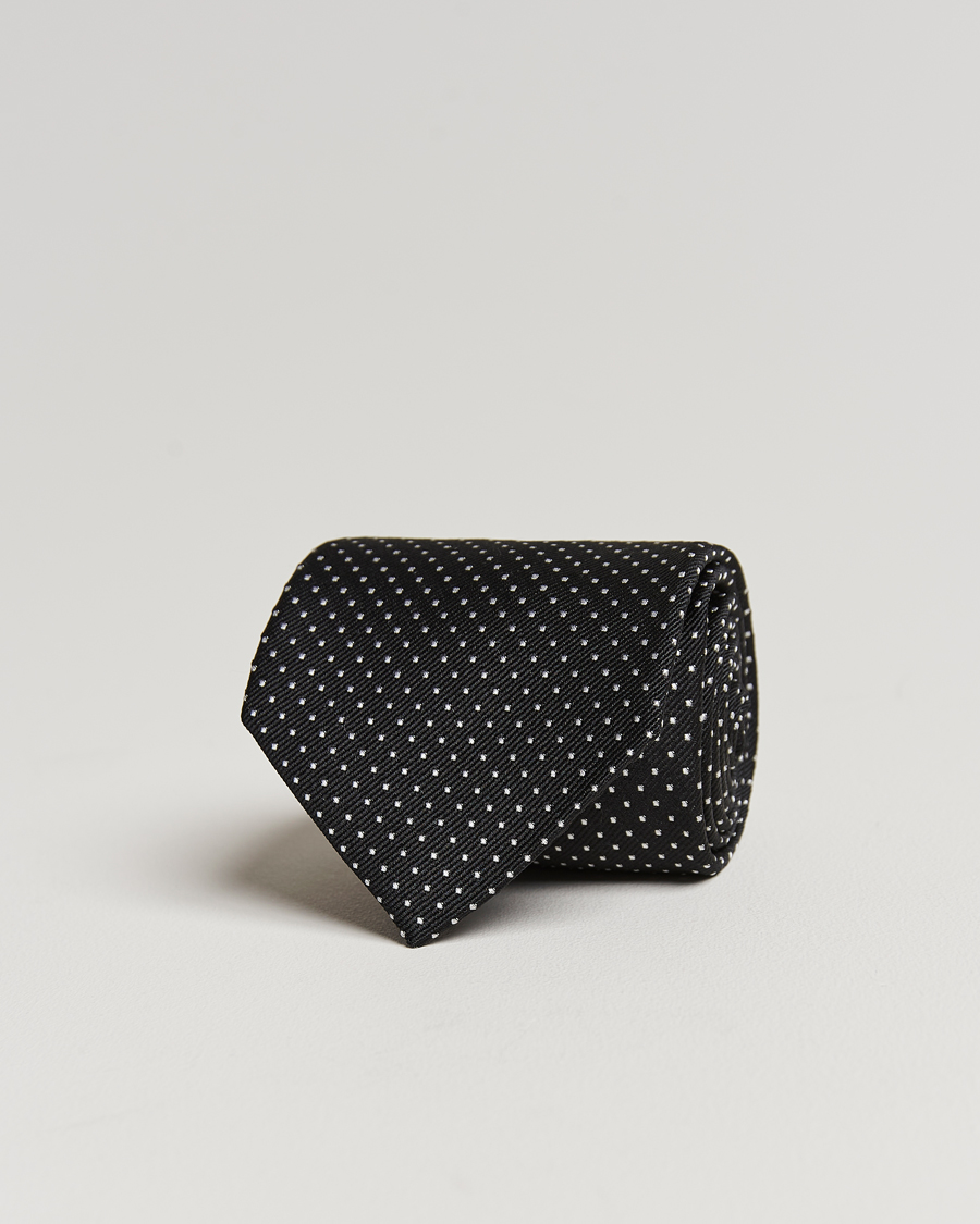 Herren | Krawatten | Amanda Christensen | Micro Dot Classic Tie 8 cm Black/White