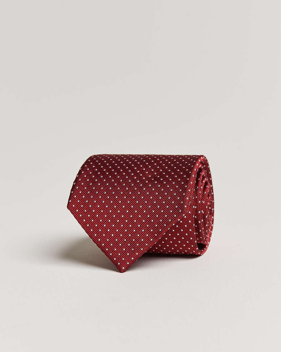 Herren | Krawatten | Amanda Christensen | Micro Dot Classic Tie 8 cm Wine/White
