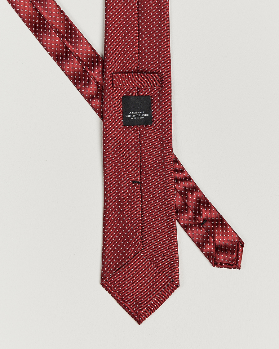 Herren | Krawatten | Amanda Christensen | Micro Dot Classic Tie 8 cm Wine/White