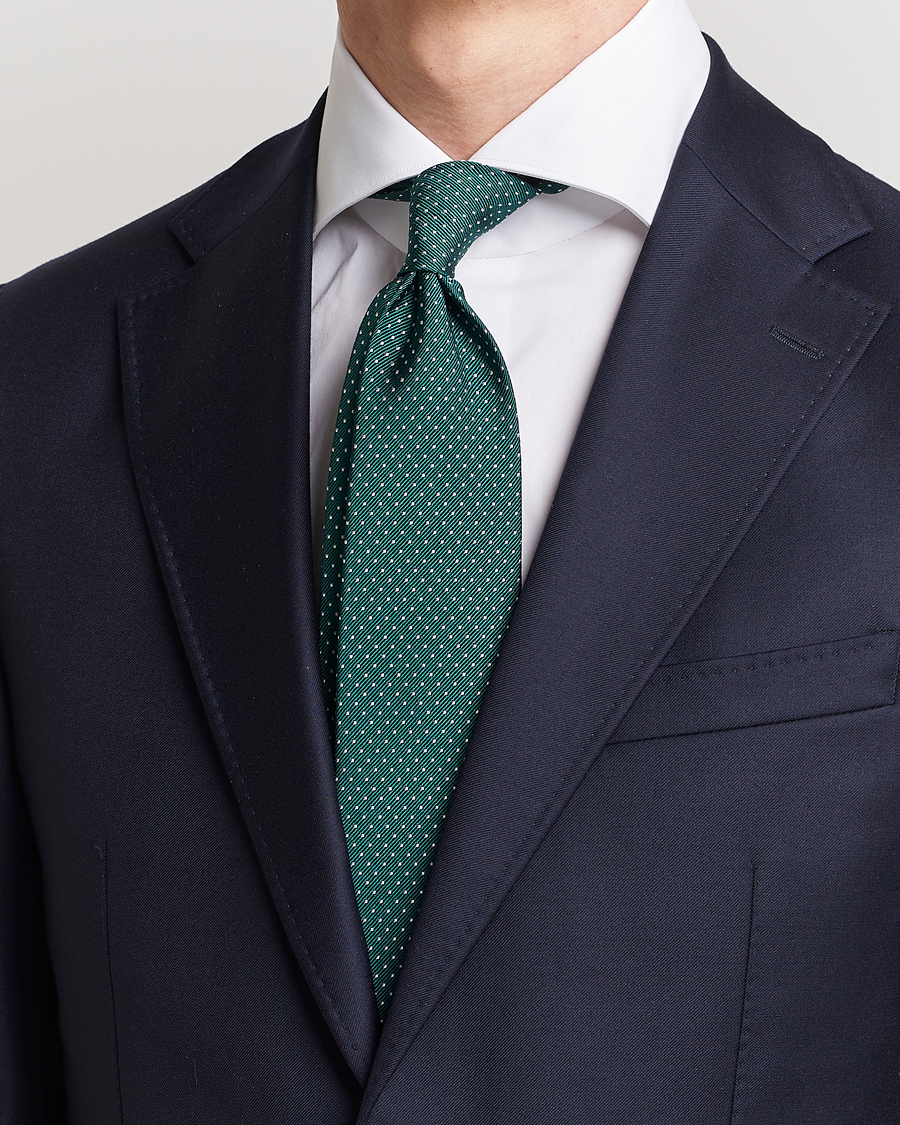 Herren |  | Amanda Christensen | Micro Dot Classic Tie 8 cm Green/White