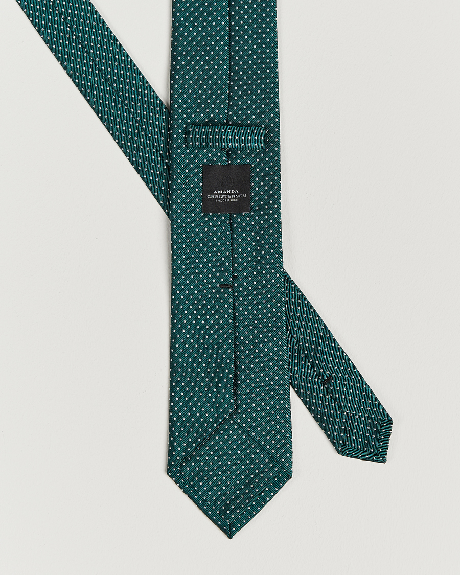 Herren | Krawatten | Amanda Christensen | Micro Dot Classic Tie 8 cm Green/White