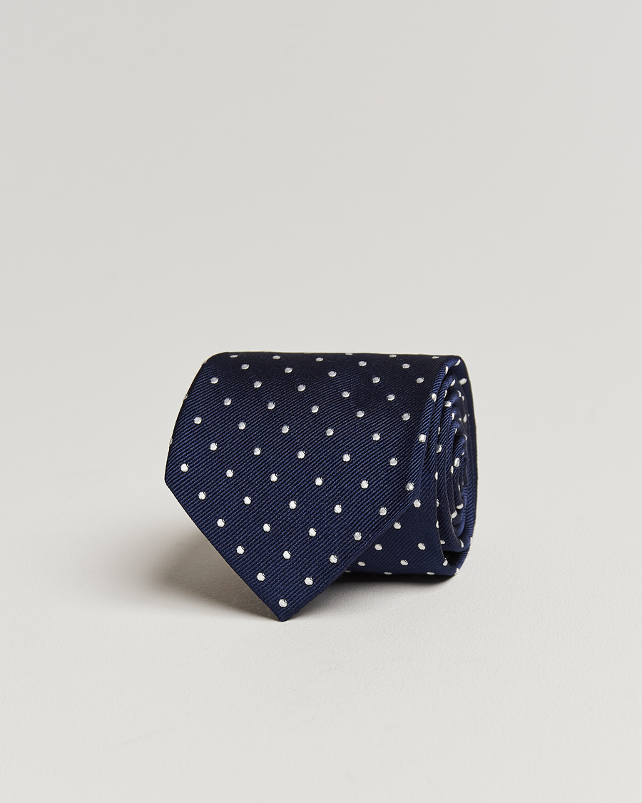 Herren | Krawatten | Amanda Christensen | Dot Classic Tie 8 cm Navy/White