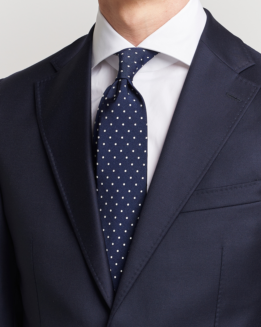 Herren | Amanda Christensen Dot Classic Tie 8 cm Navy/White | Amanda Christensen | Dot Classic Tie 8 cm Navy/White