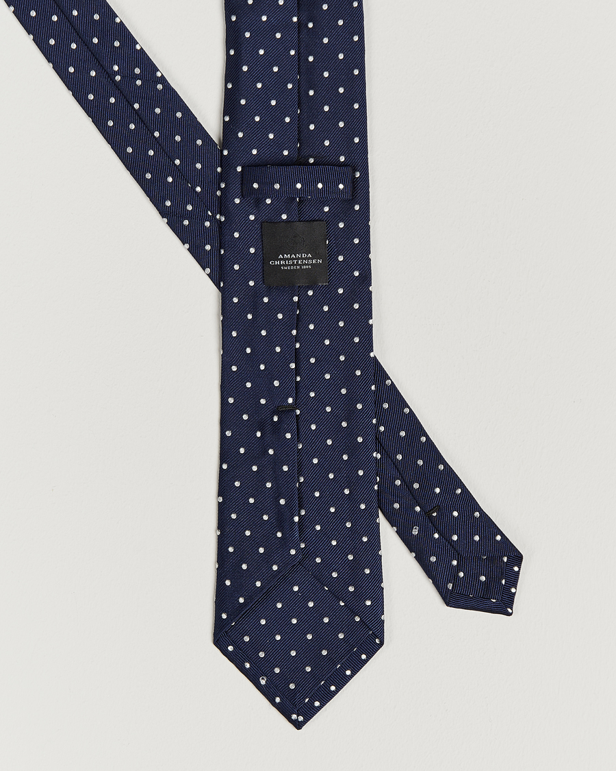 Herren | Krawatten | Amanda Christensen | Dot Classic Tie 8 cm Navy/White