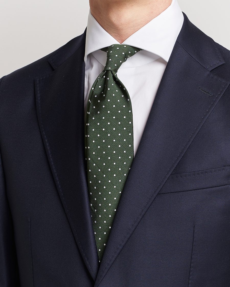 Herren | Krawatten | Amanda Christensen | Dot Classic Tie 8 cm Green/White