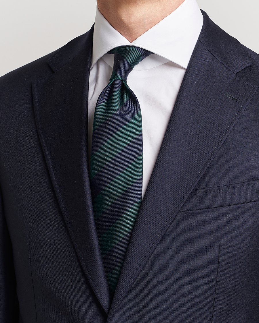 Herren | Amanda Christensen | Amanda Christensen | Regemental Stripe Classic Tie 8 cm Green/Navy