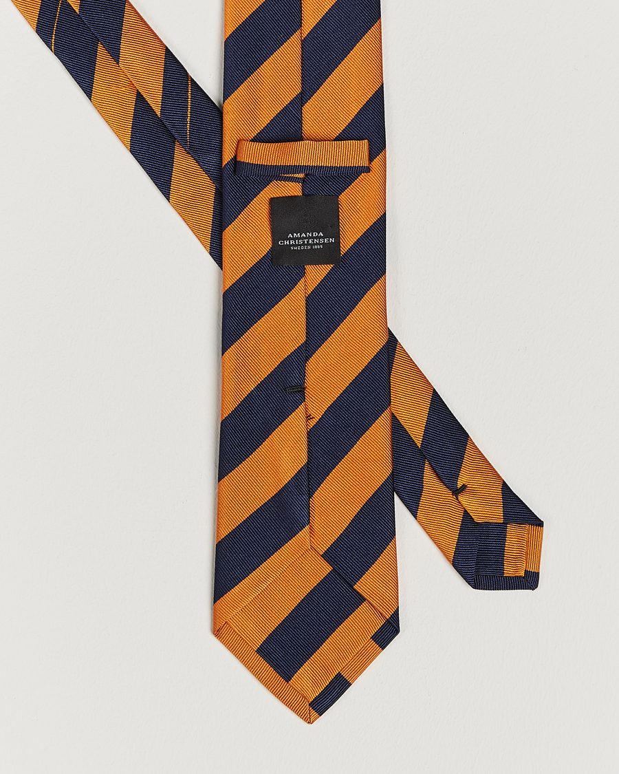 Herren | Krawatten | Amanda Christensen | Regemental Stripe Classic Tie 8 cm Orange/Navy