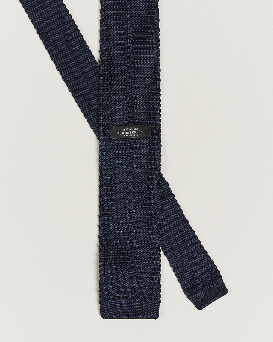 Herren | Krawatten | Amanda Christensen | Knitted Silk Tie 6 cm Navy