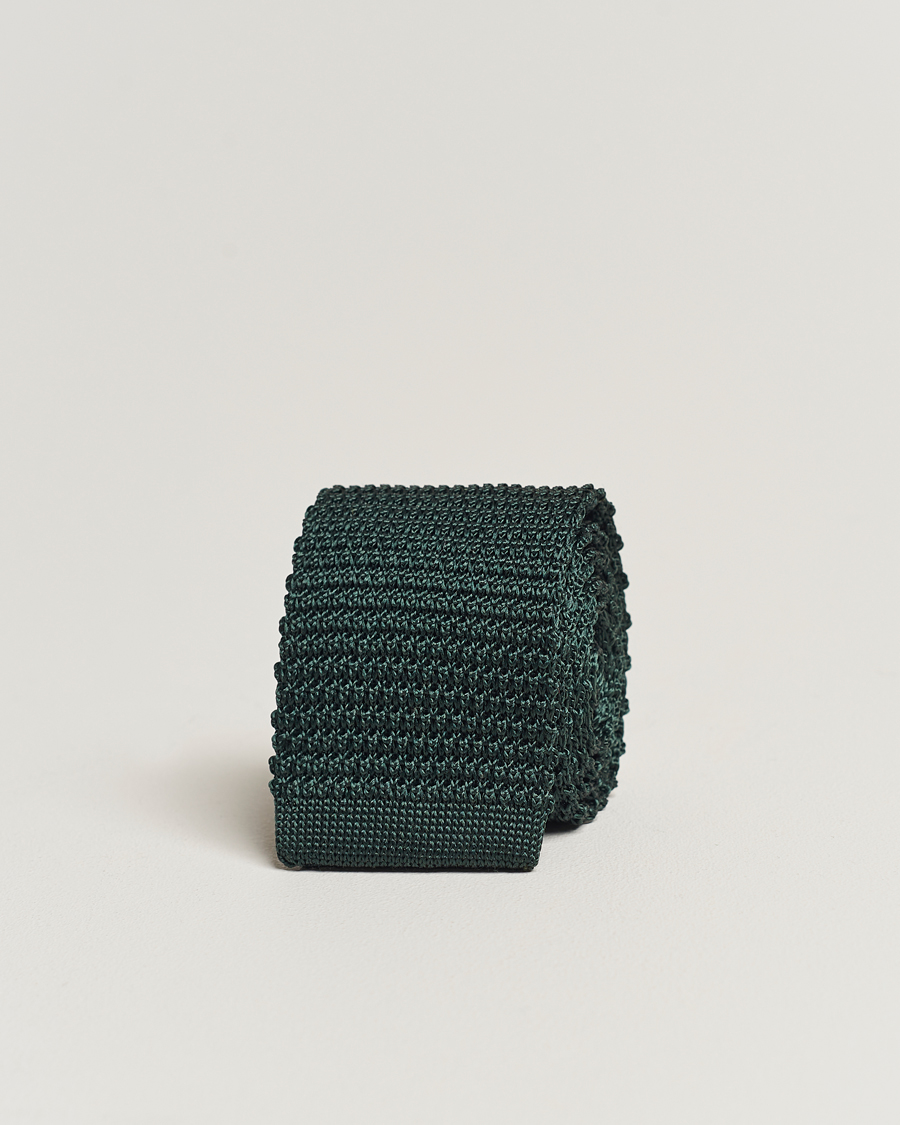 Herren | Krawatten | Amanda Christensen | Knitted Silk Tie 6 cm Green