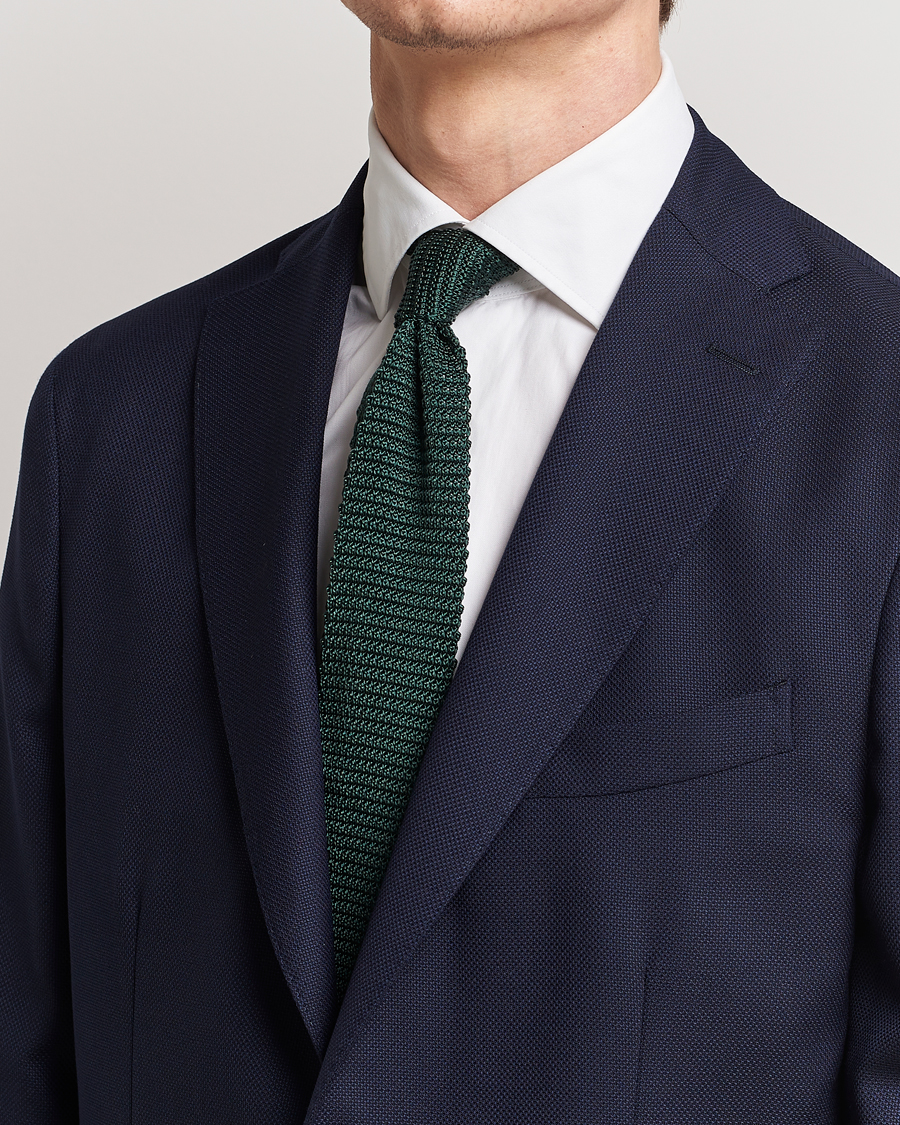 Herren | Cocktail | Amanda Christensen | Knitted Silk Tie 6 cm Green