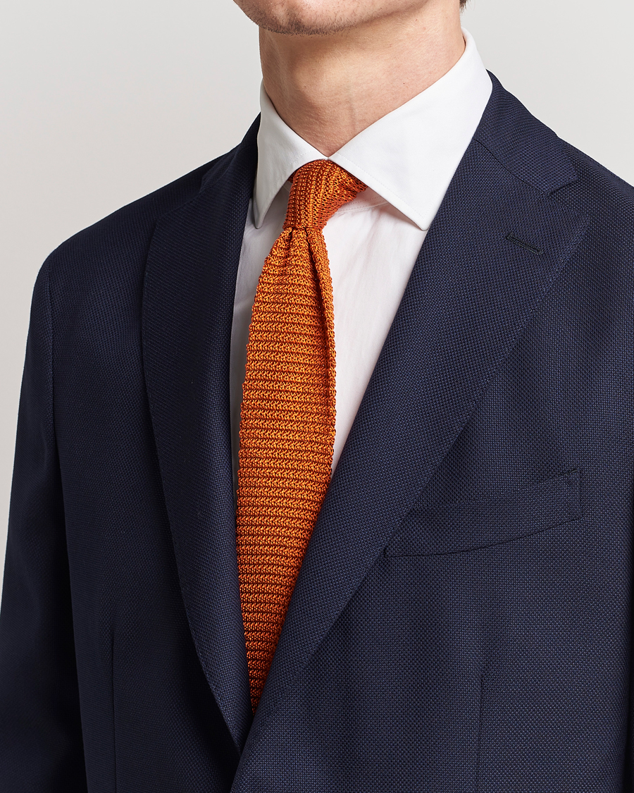 Herren | The Classics of Tomorrow | Amanda Christensen | Knitted Silk Tie 6 cm Orange