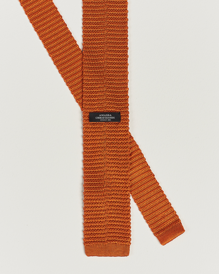 Herren | Krawatten | Amanda Christensen | Knitted Silk Tie 6 cm Orange