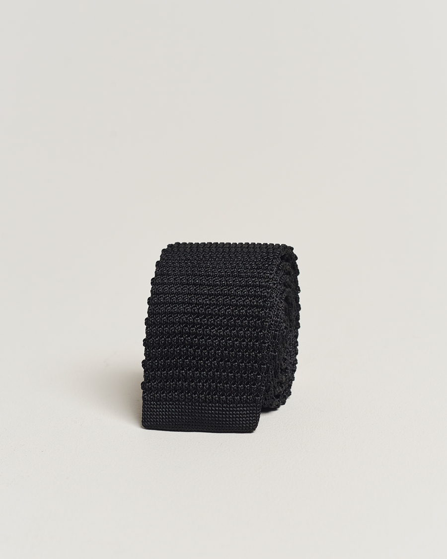 Herren | Amanda Christensen Knitted Silk Tie 6 cm Black | Amanda Christensen | Knitted Silk Tie 6 cm Black