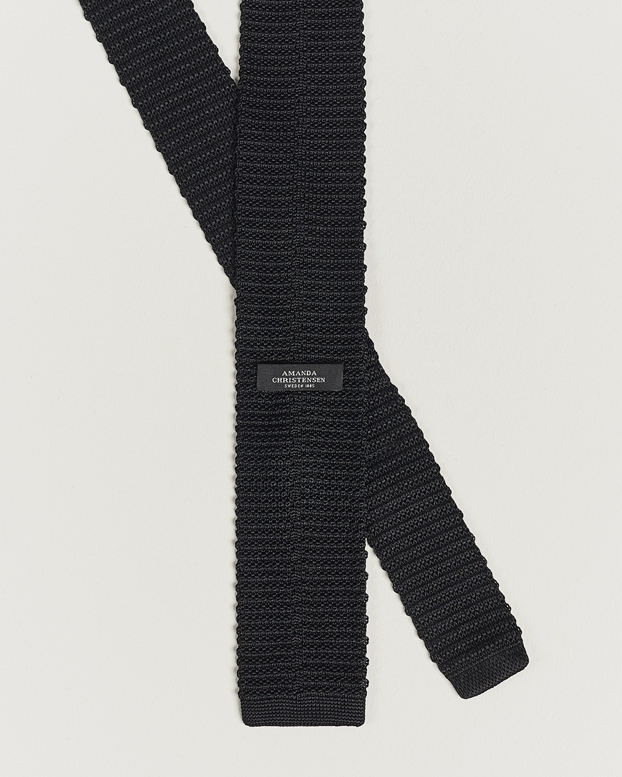 Herren | Amanda Christensen Knitted Silk Tie 6 cm Black | Amanda Christensen | Knitted Silk Tie 6 cm Black
