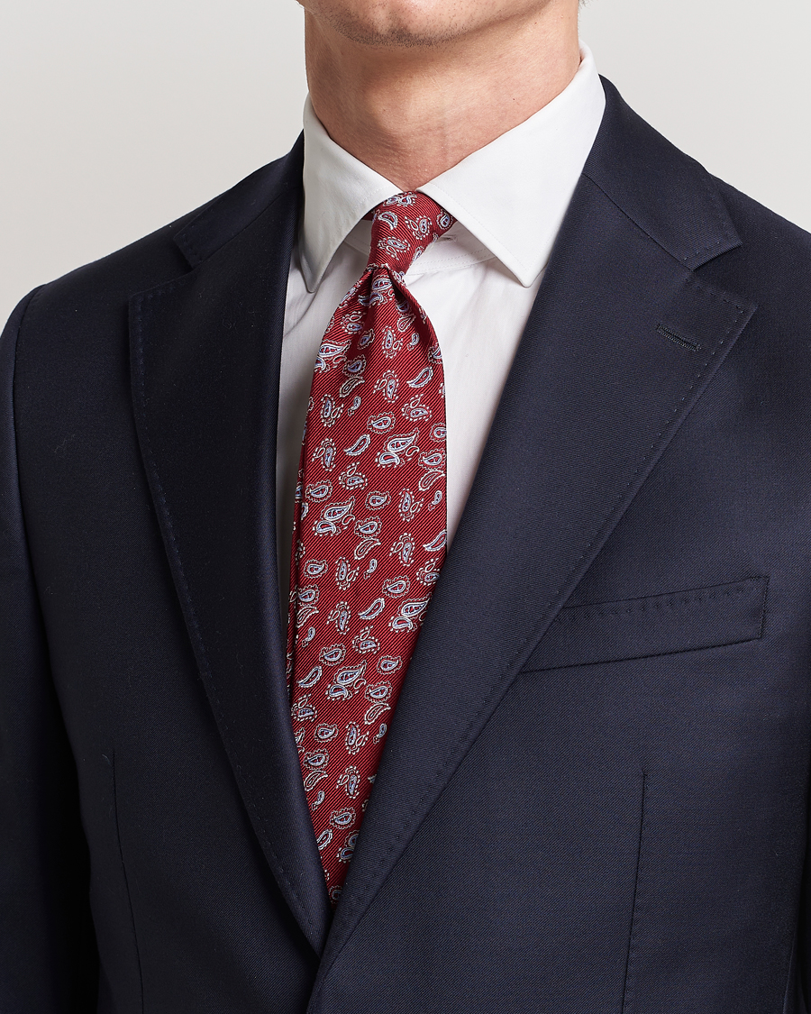 Herren |  | Amanda Christensen | Paisley Woven Silk Tie 8 cm Wine Red