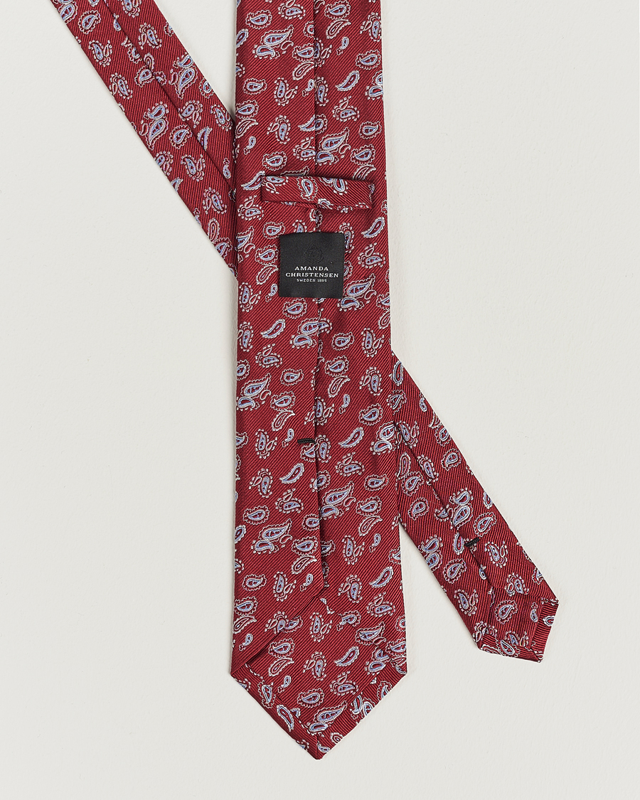Herren | Krawatten | Amanda Christensen | Paisley Woven Silk Tie 8 cm Wine Red