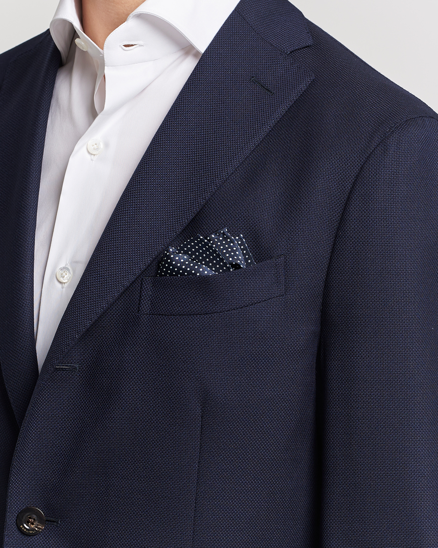 Herren | Einstecktücher | Amanda Christensen | Handkerchief Dot Silk Navy