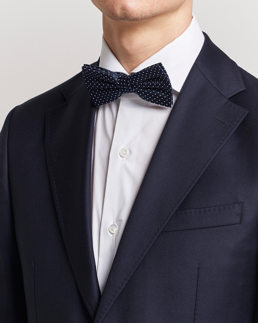 Men |  | Amanda Christensen | Micro Dot Pre Tie Silk Navy