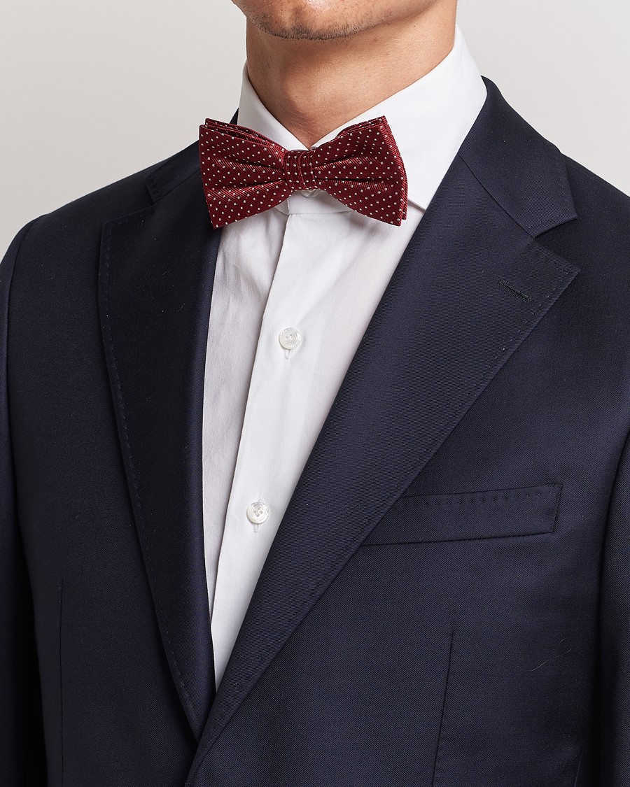 Men | Pre-tied Bow Ties | Amanda Christensen | Micro Dot Pre Tie Silk Wine Red