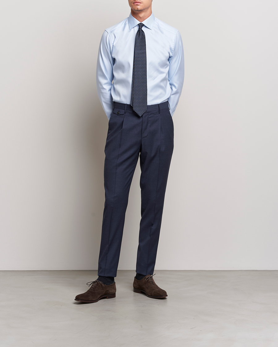 Herren | Eton | Eton | Slim Fit Textured Twill Shirt Blue