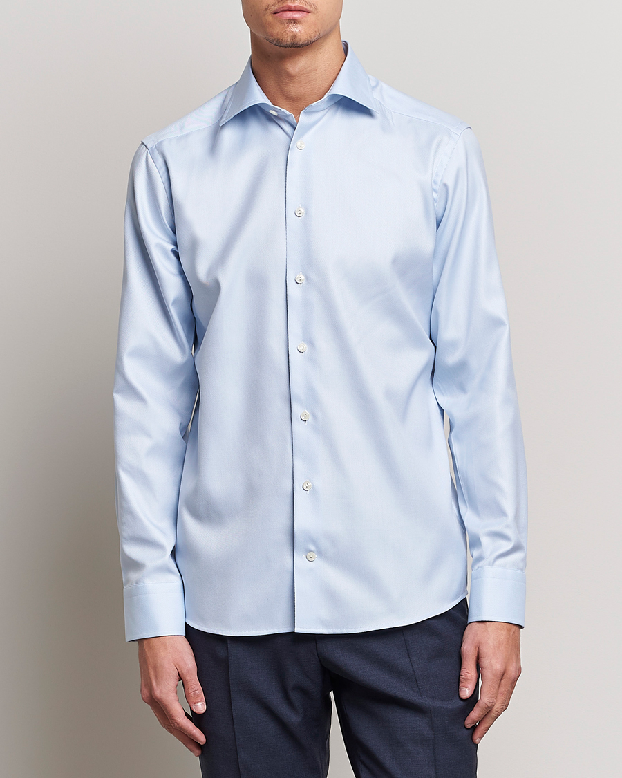 Herren | Eton | Eton | Slim Fit Textured Twill Shirt Blue