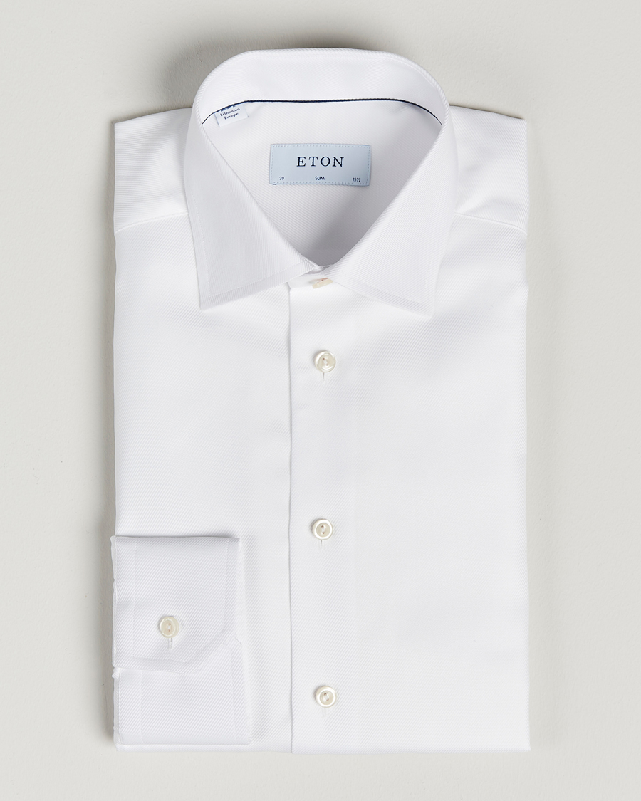 Herren | Hemden | Eton | Slim Fit Textured Twill Shirt White