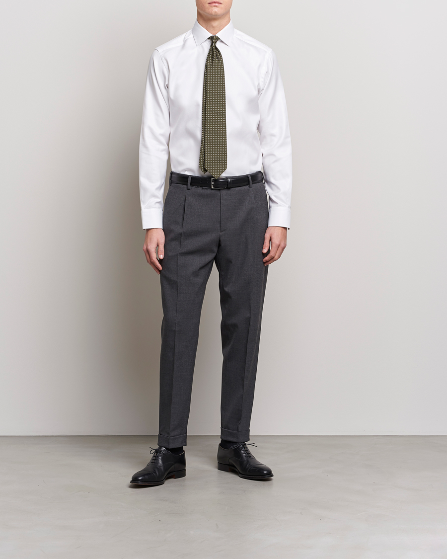 Herren | Businesshemden | Eton | Slim Fit Textured Twill Shirt White