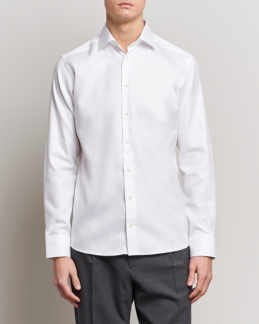 Herren | Hemden | Eton | Slim Fit Textured Twill Shirt White