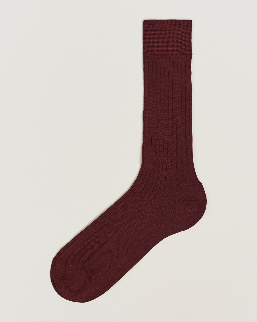 Herren | Unterwäsche | Bresciani | Wool/Nylon Ribbed Short Socks Burgundy
