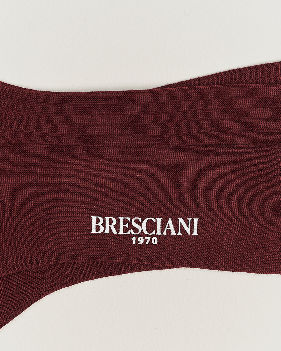 Herren | Unterwäsche | Bresciani | Wool/Nylon Ribbed Short Socks Burgundy