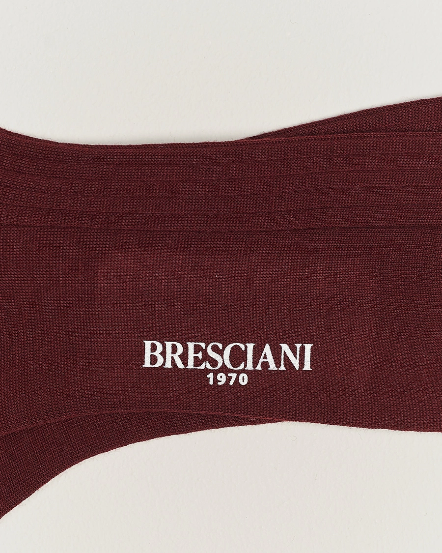 Herr | Bresciani | Bresciani | Wool/Nylon Ribbed Short Socks Burgundy