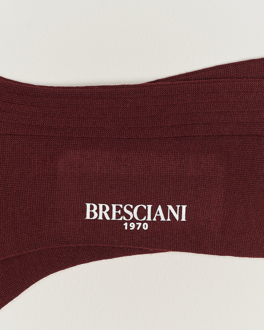 Men |  | Bresciani | Wool/Nylon Ribbed Short Socks Burgundy