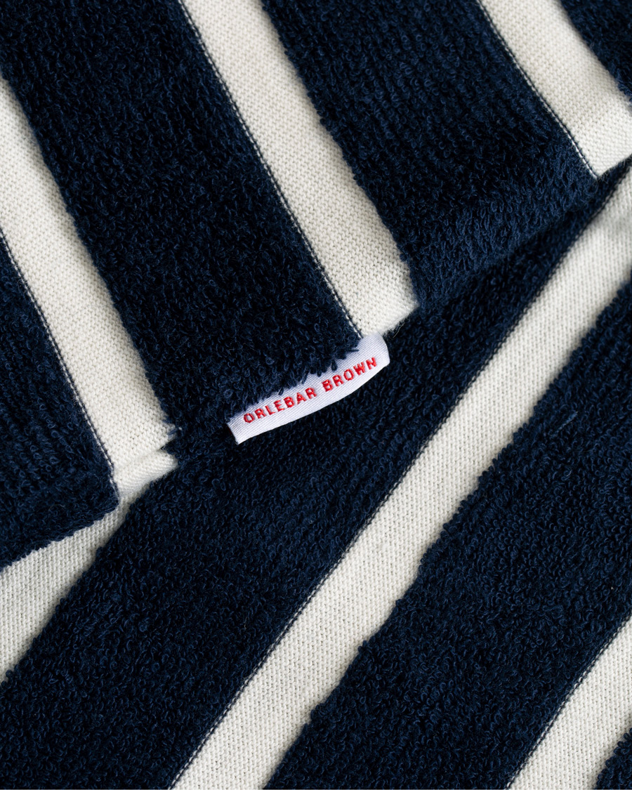 Herren | Poloshirts | Orlebar Brown | Terry Hudson Towelling Stripe Polo Navy/Shell