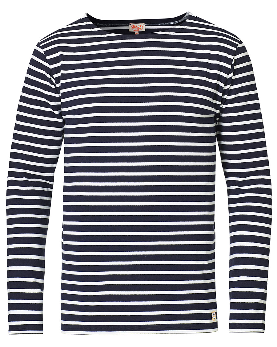 Herren | T-Shirts | Armor-lux | Houat Héritage Stripe Longsleeve T-shirt Navy/White