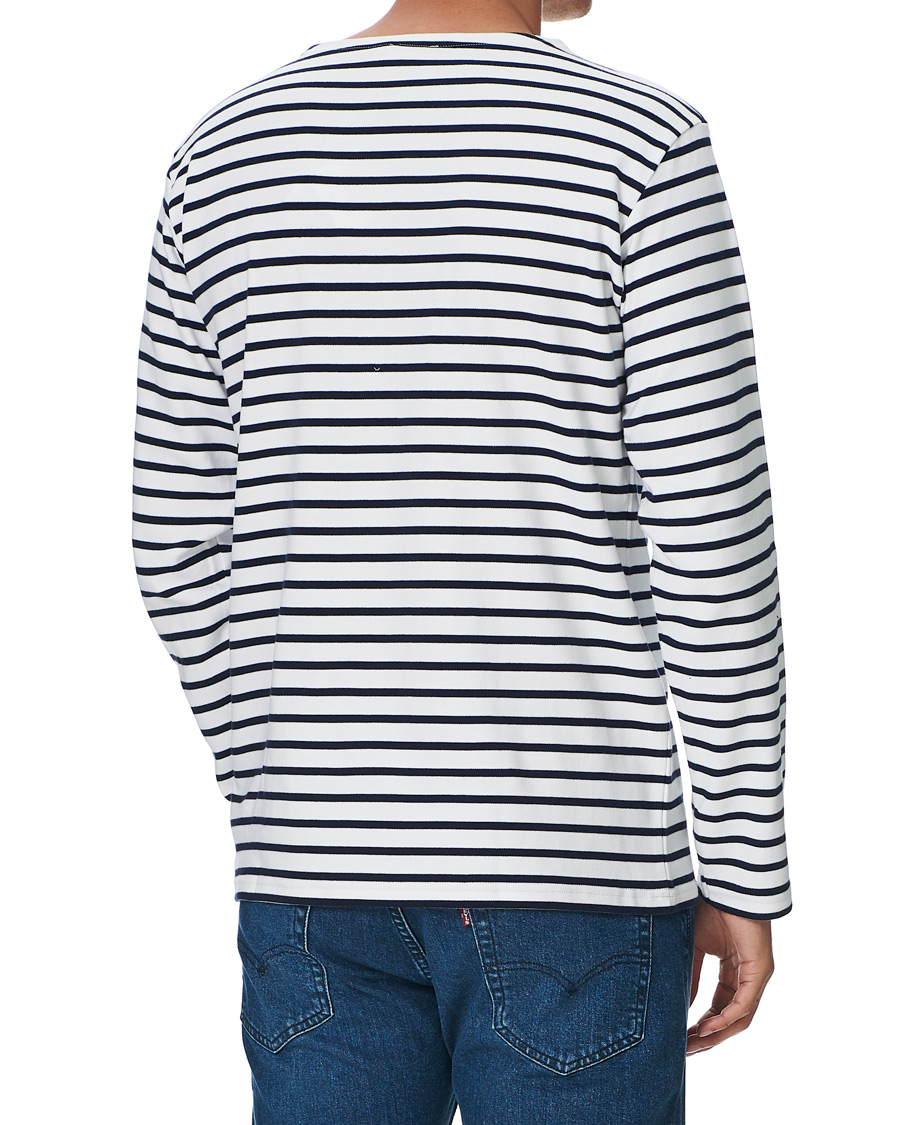Herren | T-Shirts | Armor-lux | Houat Héritage Stripe Longsleeve T-shirt White/Navy