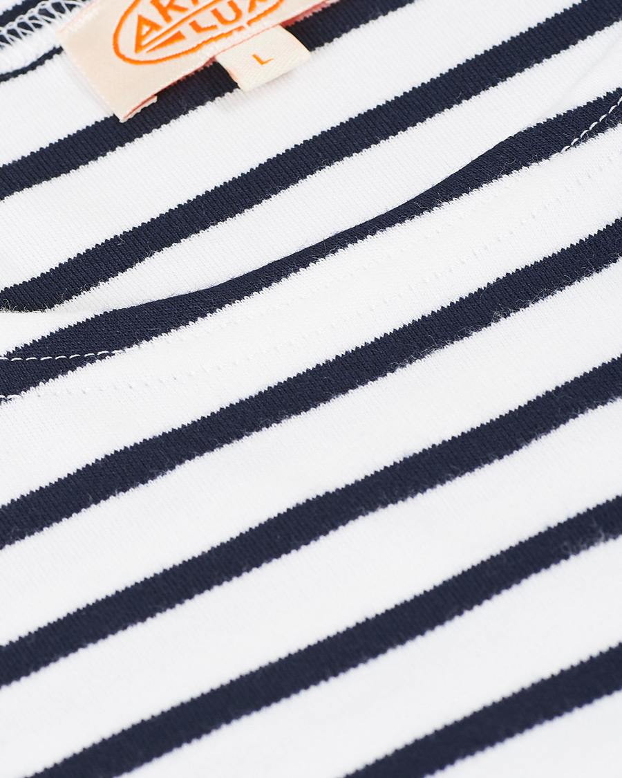 Herren | T-Shirts | Armor-lux | Houat Héritage Stripe Longsleeve T-shirt White/Navy