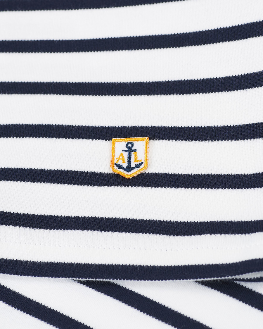 Herren | T-Shirts | Armor-lux | Houat Héritage Stripe Longsleeve T-shirt White/Navy