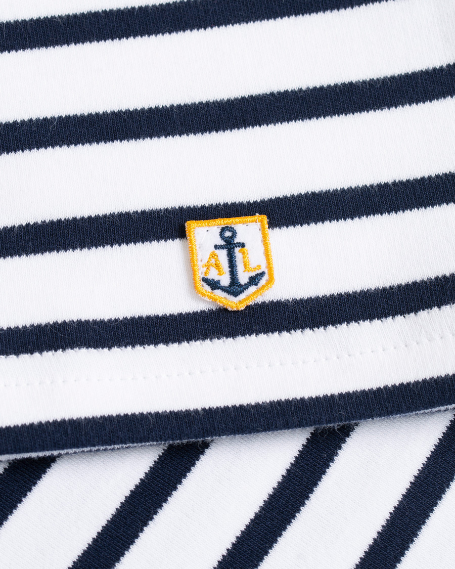 Herren | T-Shirts | Armor-lux | Houat Héritage Stripe Longsleeve T-shirt White/Navy