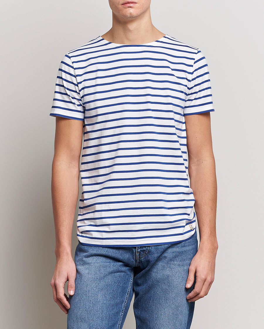 Herr | Armor-lux | Armor-lux | Hoëdic Boatneck Héritage Stripe T-shirt White/Blue