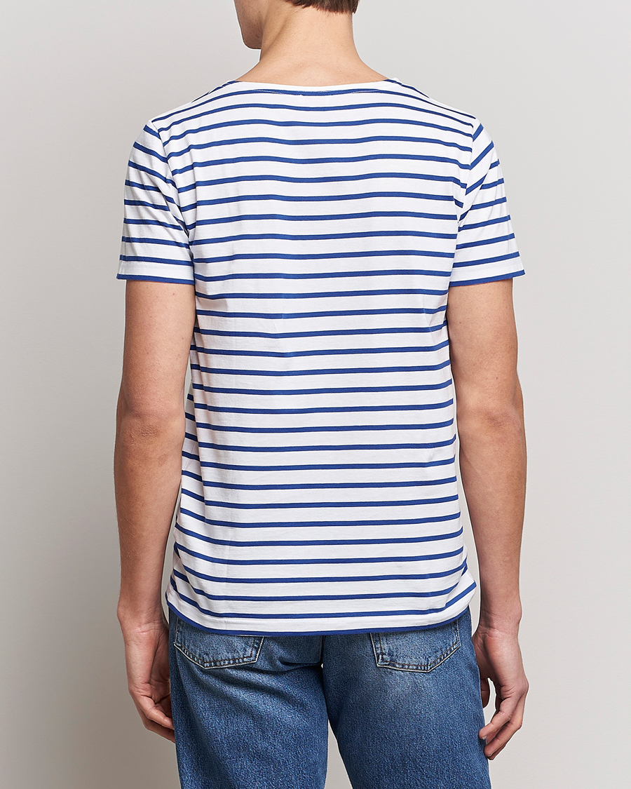 Herren | T-Shirts | Armor-lux | Hoëdic Boatneck Héritage Stripe T-shirt White/Blue