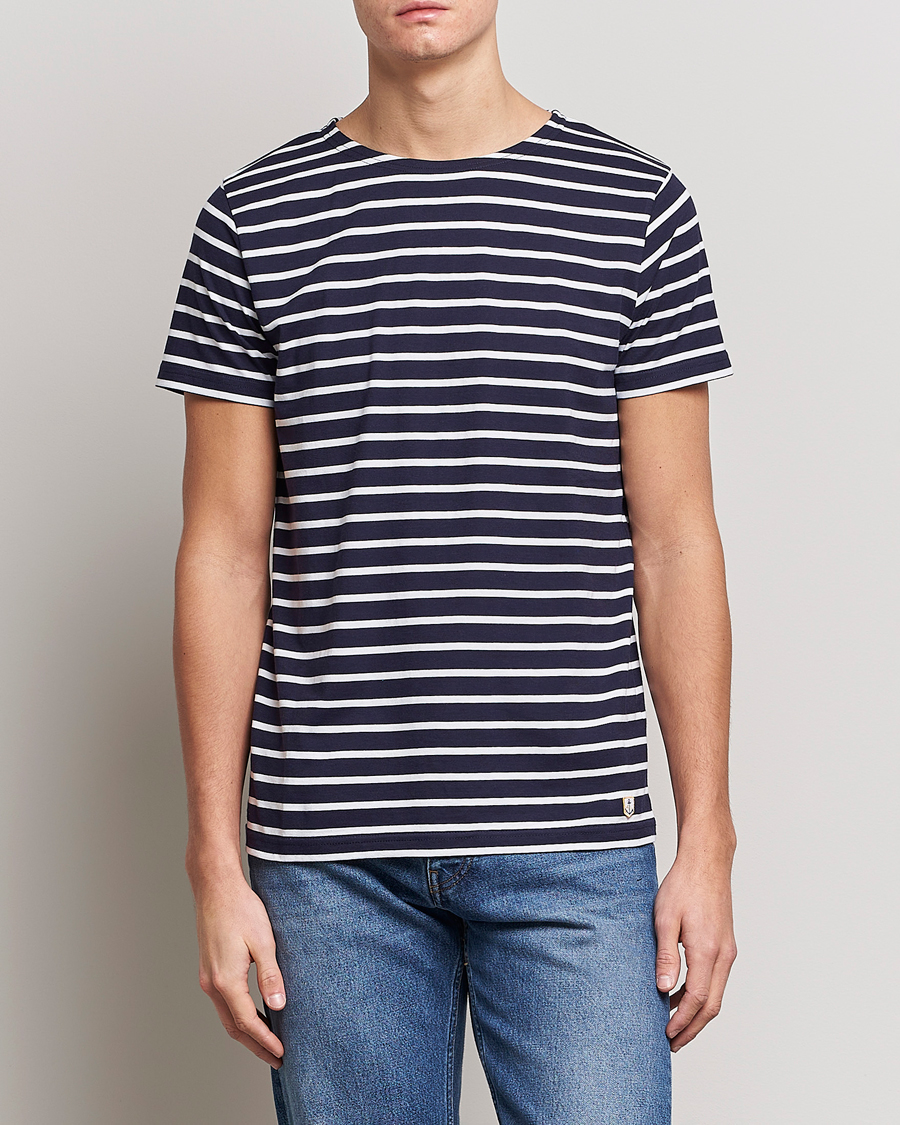 Herren | | Armor-lux | Hoëdic Boatneck Héritage Stripe T-shirt Navy/White